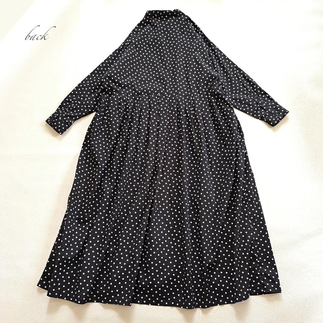 極美品 ichi イチ ドット タック ワンピース ちび襟 日本製 ナチュラン