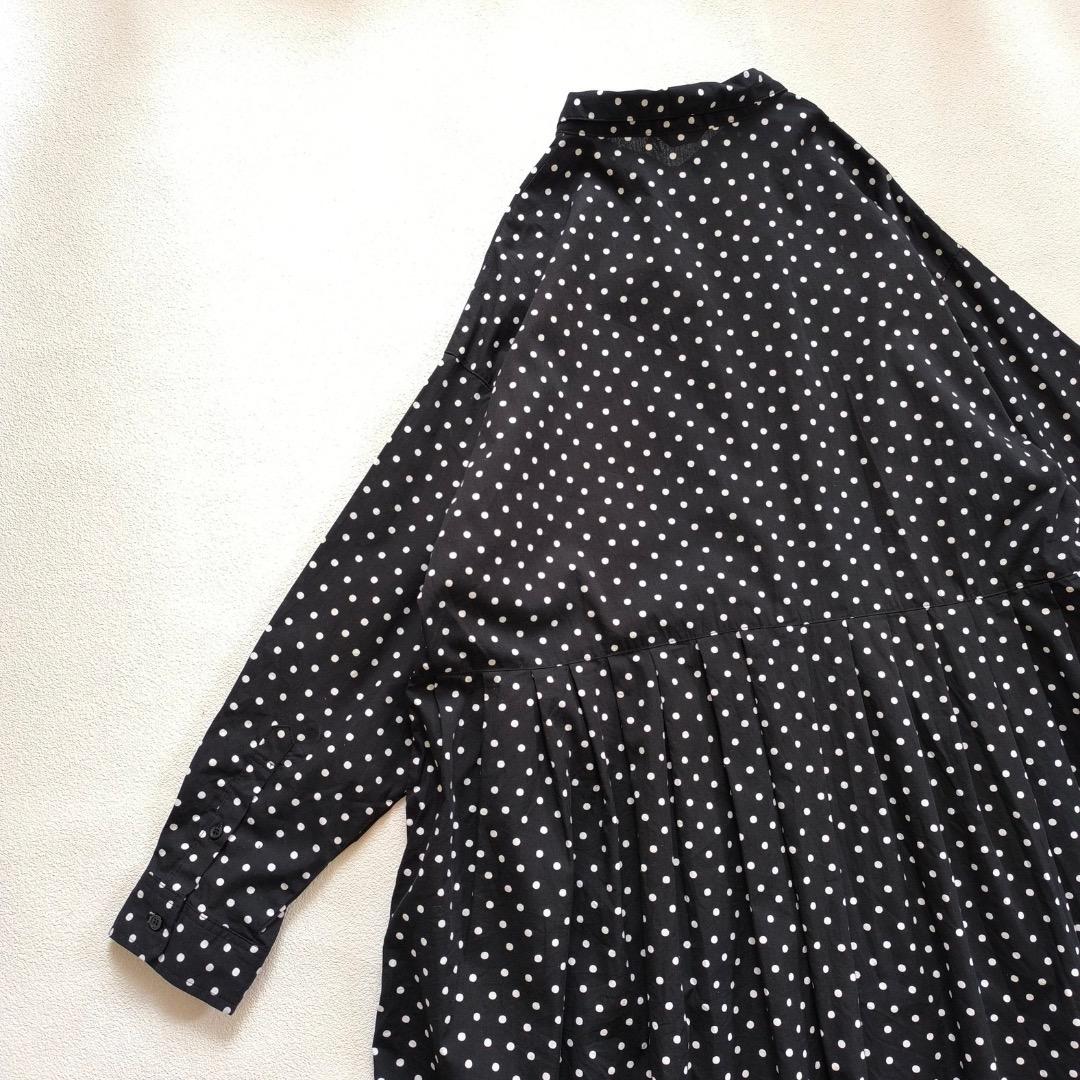 極美品 ichi イチ ドット タック ワンピース ちび襟 日本製 ナチュラン