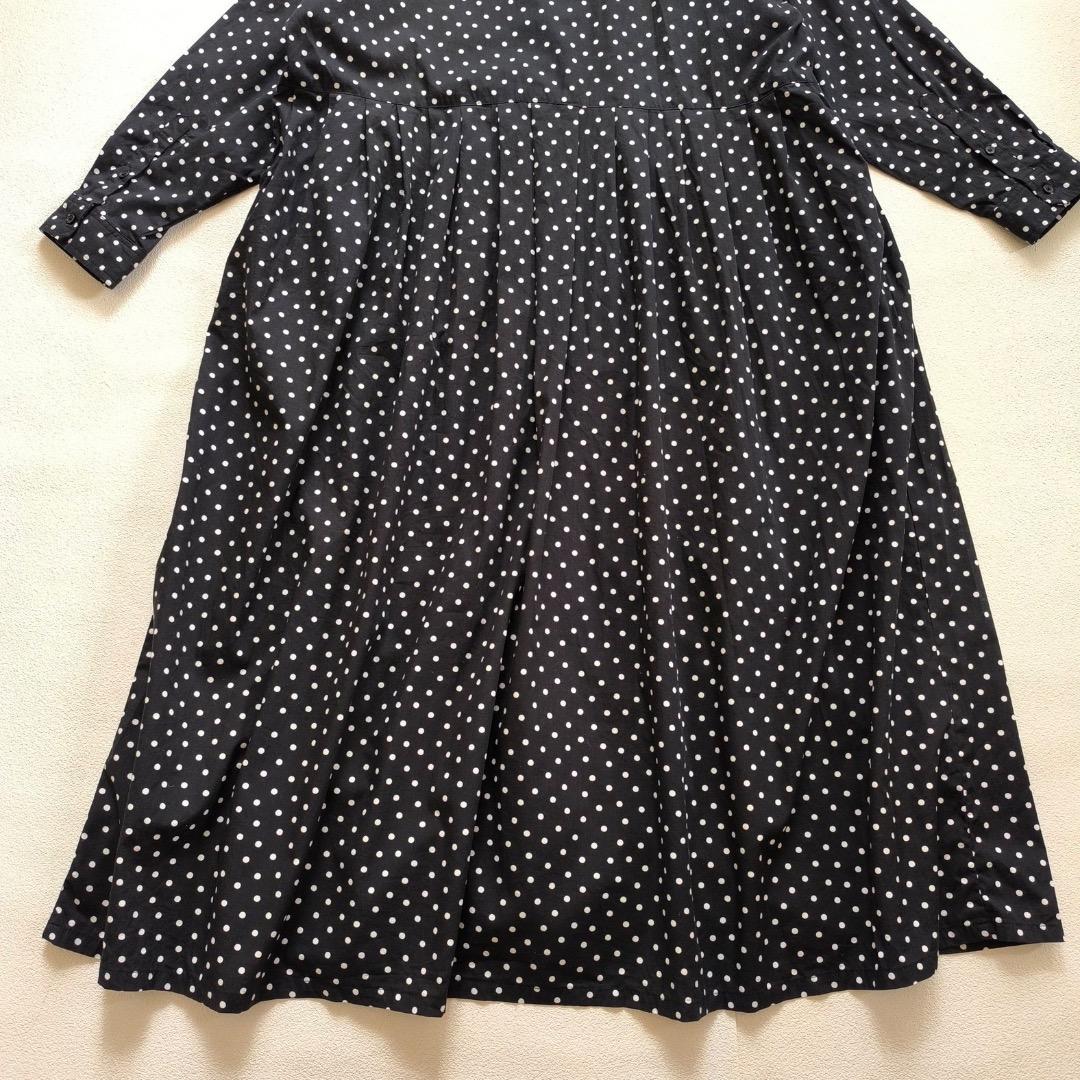 極美品 ichi イチ ドット タック ワンピース ちび襟 日本製 ナチュラン