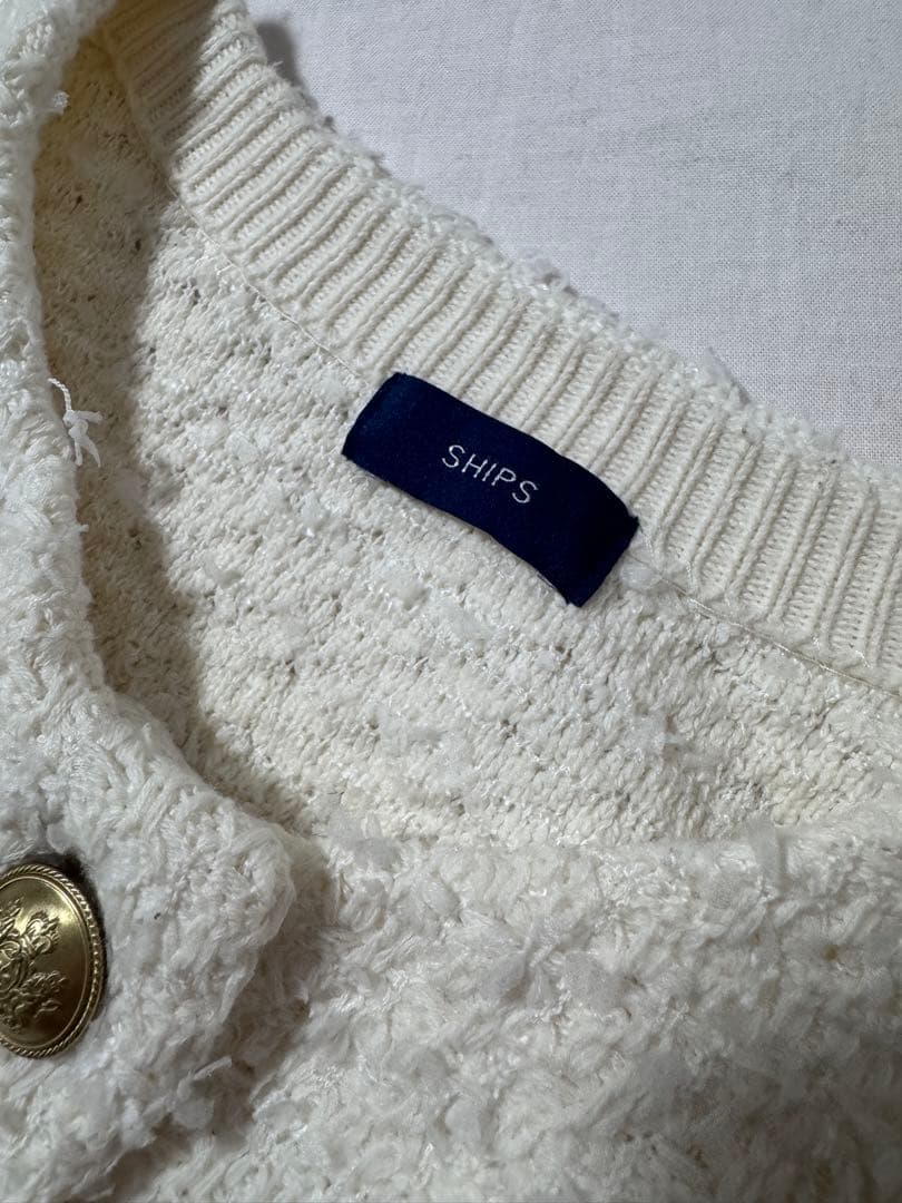 SHIPS ニットツイードクルーネックベスト