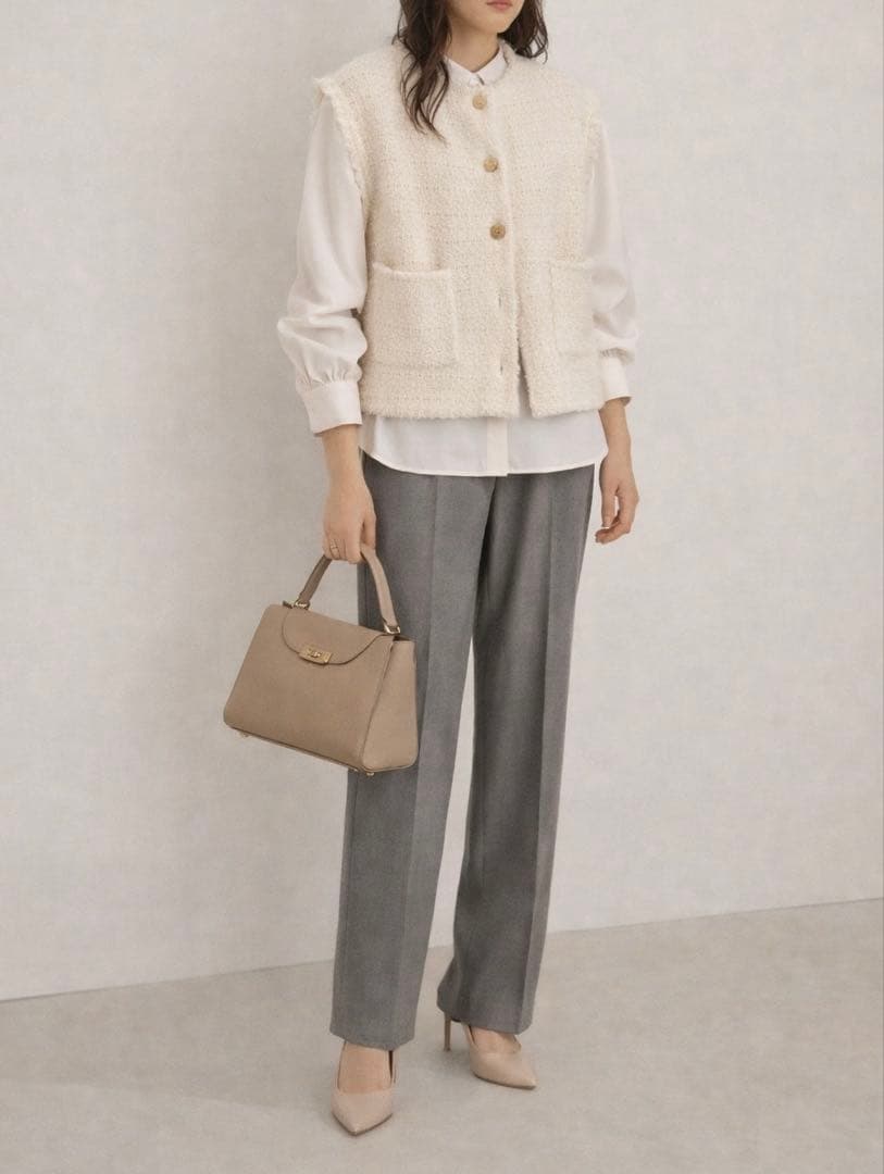 SHIPS ニットツイードクルーネックベスト