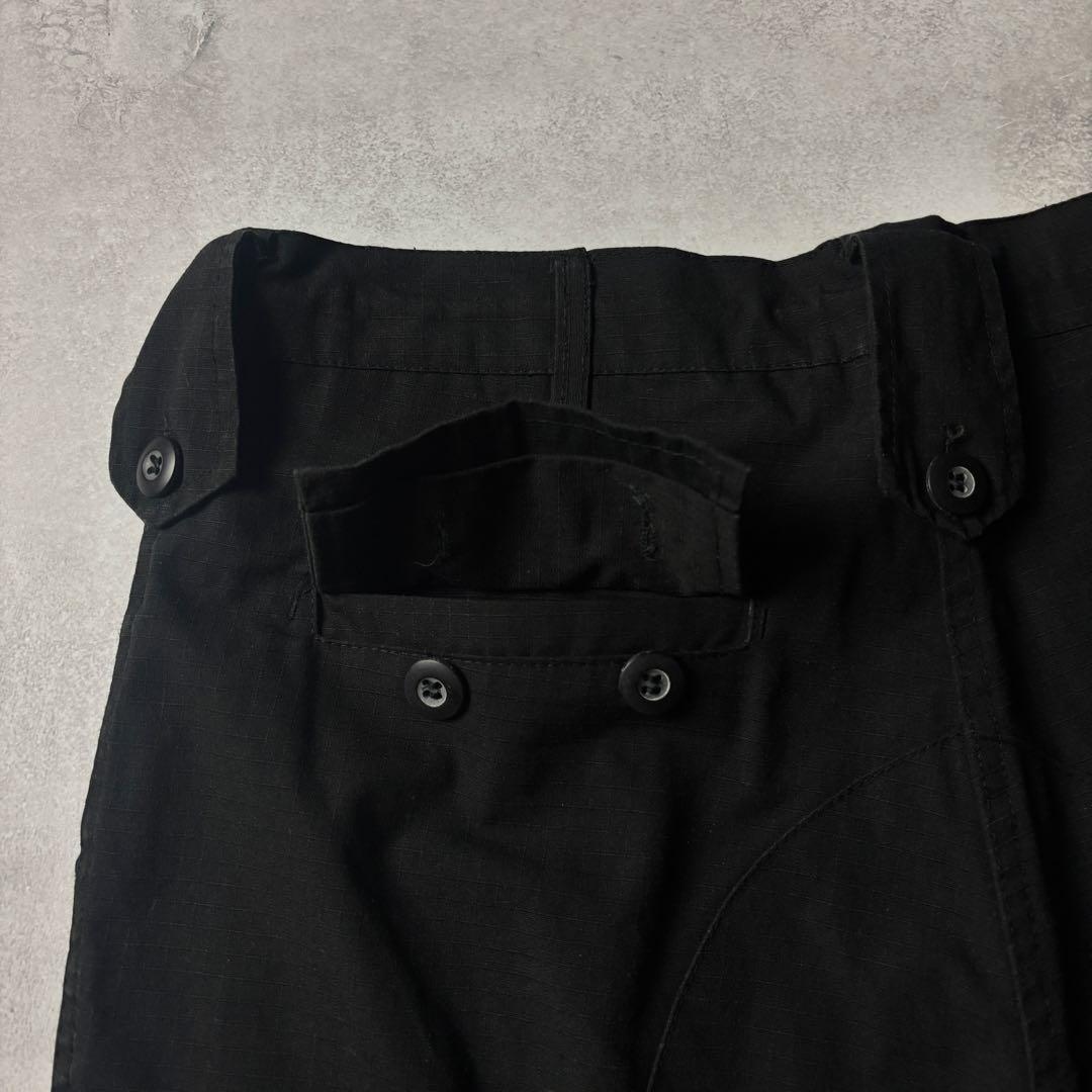 US ARMY ブラック リップストップ ダブルニー ミリタリー カーゴパンツ