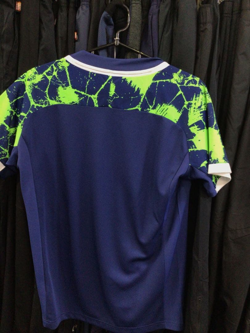 .バドミントン シャツ ネイビー/ライムグリーン