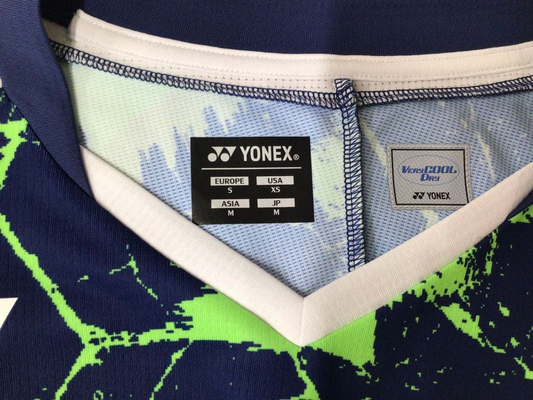 .バドミントン シャツ ネイビー/ライムグリーン