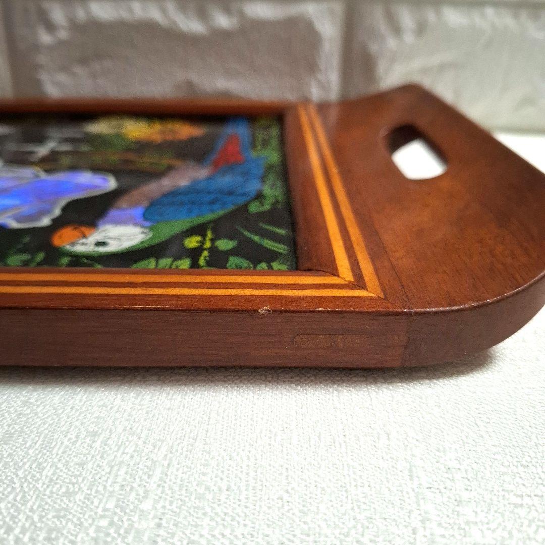 ブラジル モルフォ蝶 羽細工 ヴィンテージ木製トレイ 地図 壁掛け 昭和レトロ
