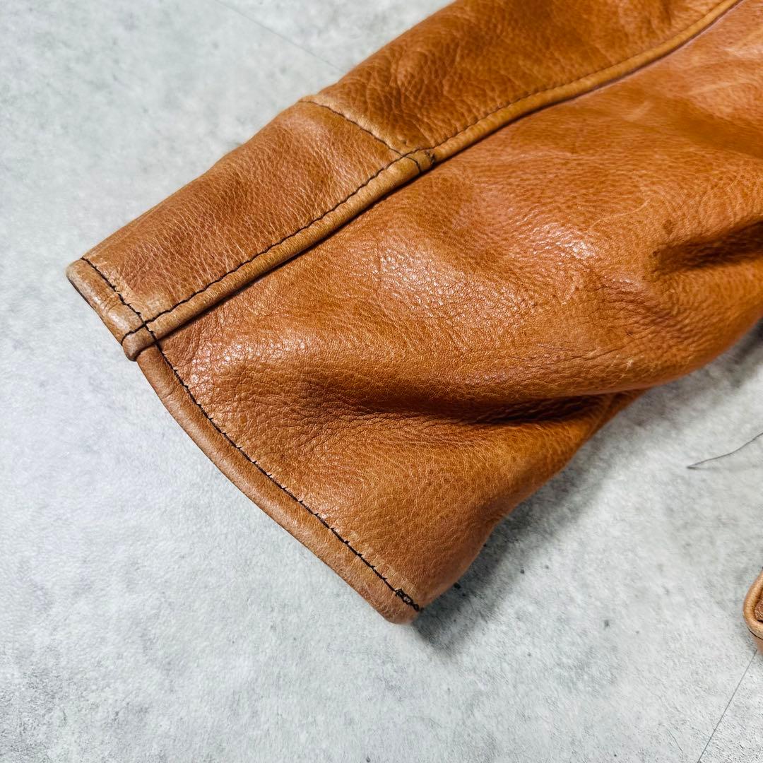 schottトラッカージャケットAT101襟付きシングル40 ライダース 茶