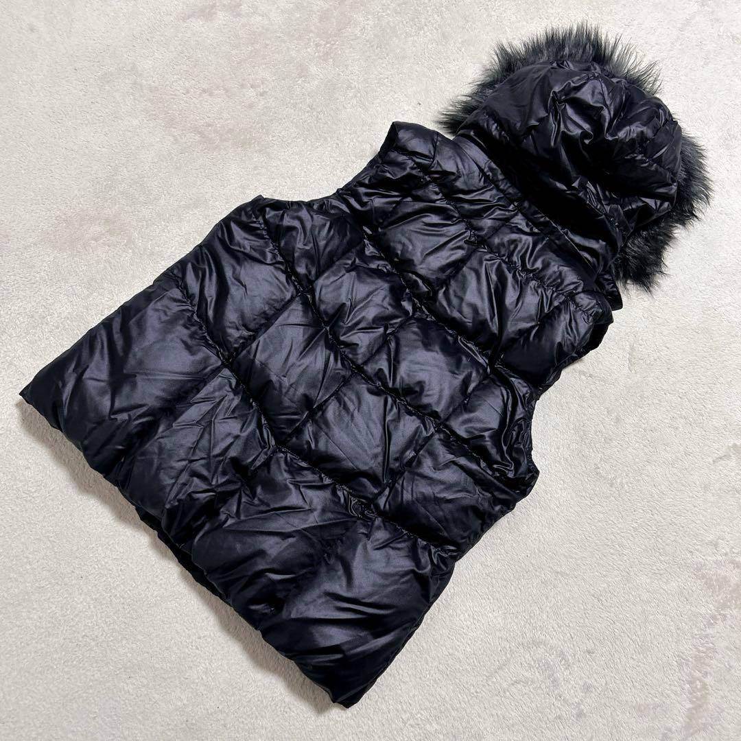 未使用級 00s OLD UNIQLO ファー ダウンベスト ブラック 短丈