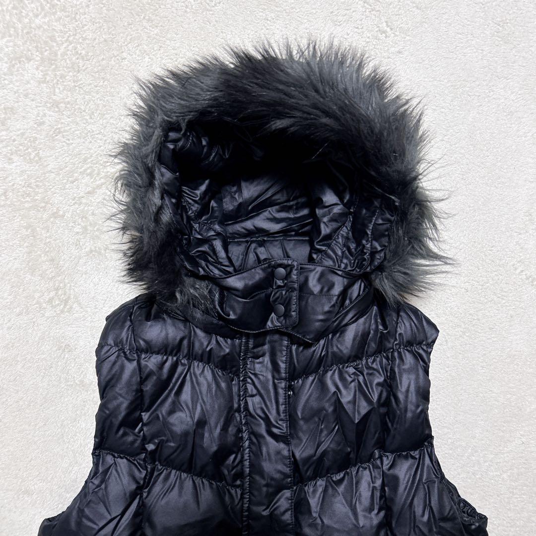 未使用級 00s OLD UNIQLO ファー ダウンベスト ブラック 短丈