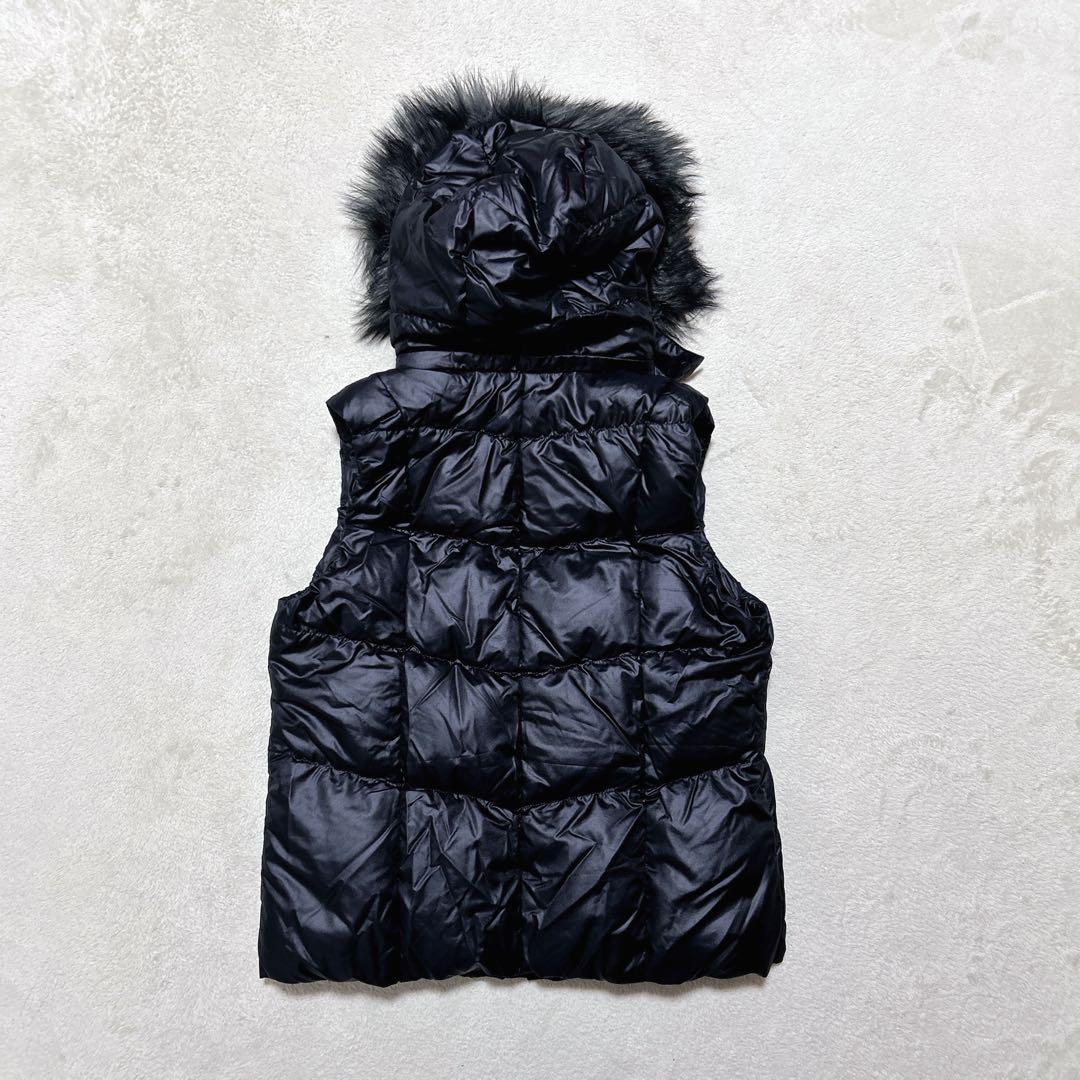 未使用級 00s OLD UNIQLO ファー ダウンベスト ブラック 短丈