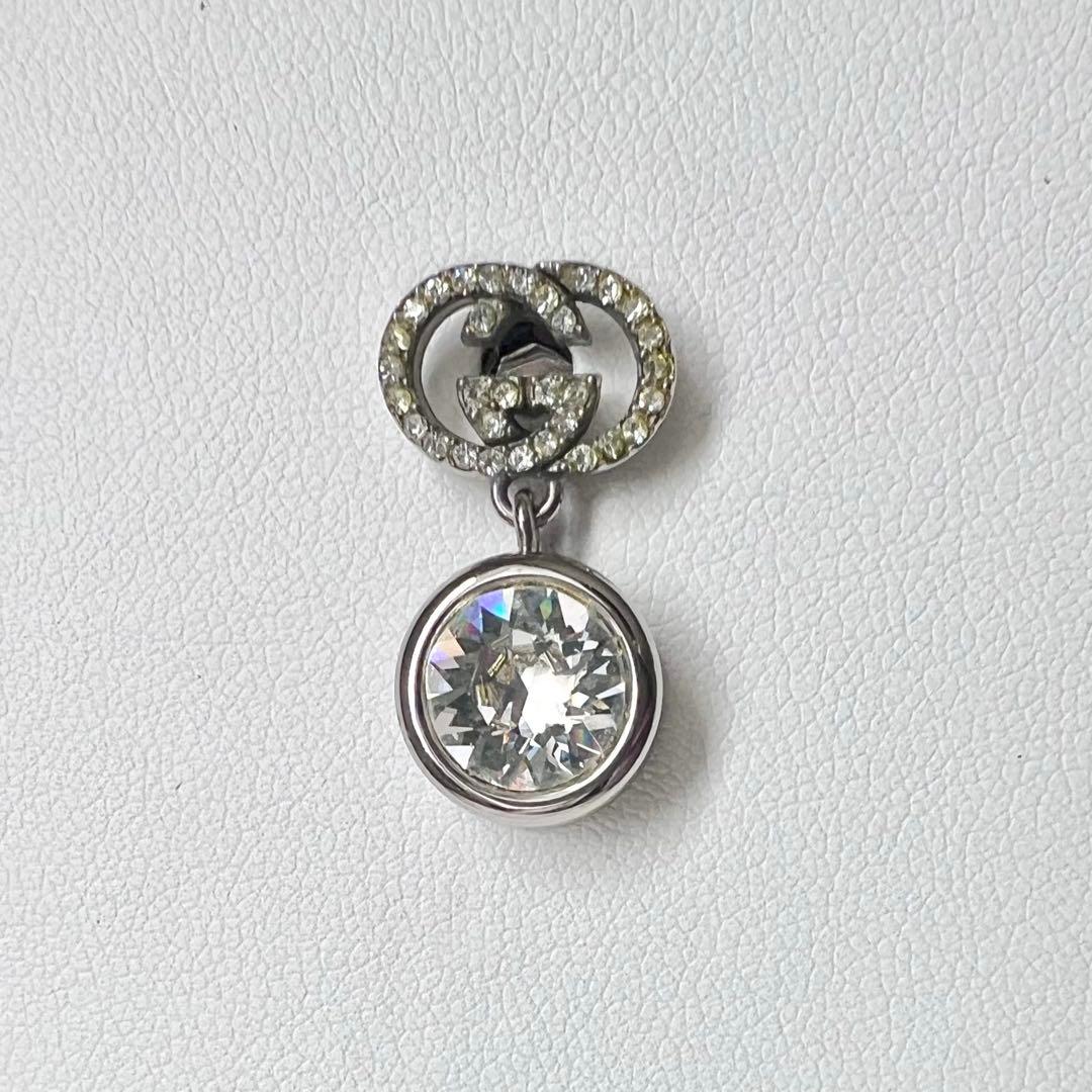 【正規品】GUCCI グッチ GGラインストーンクリスタルシルバーピアス 片耳