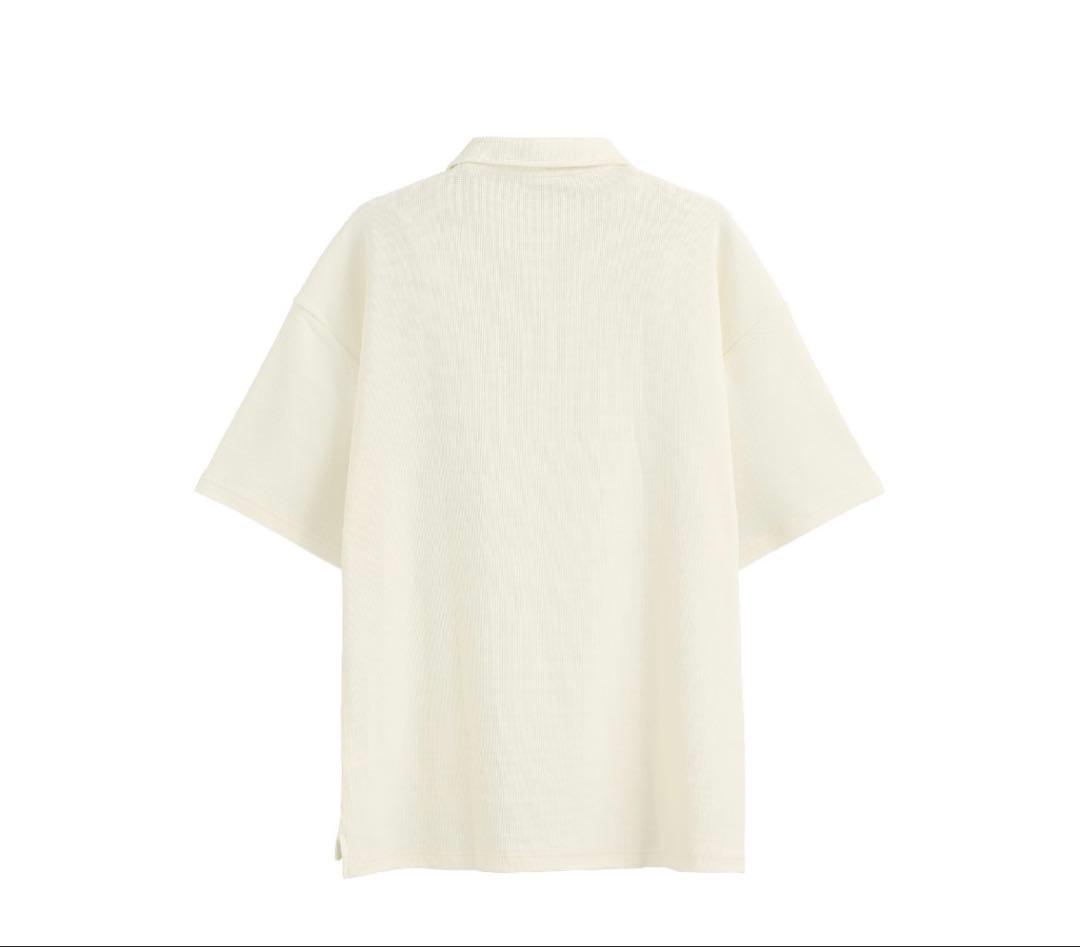 EmGolf アイボリーワッフルポロシャツ