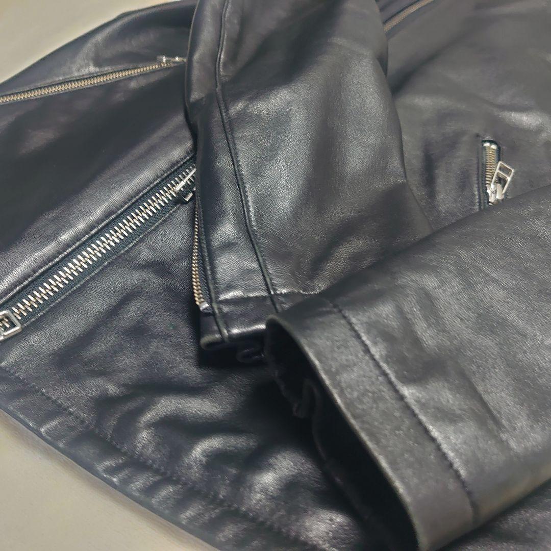 BEAMS☆シングルライダースジャケット レザージャケット ブラック