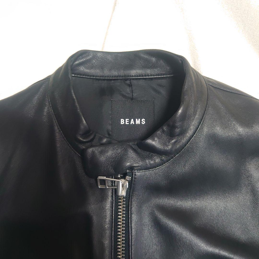 BEAMS☆シングルライダースジャケット レザージャケット ブラック