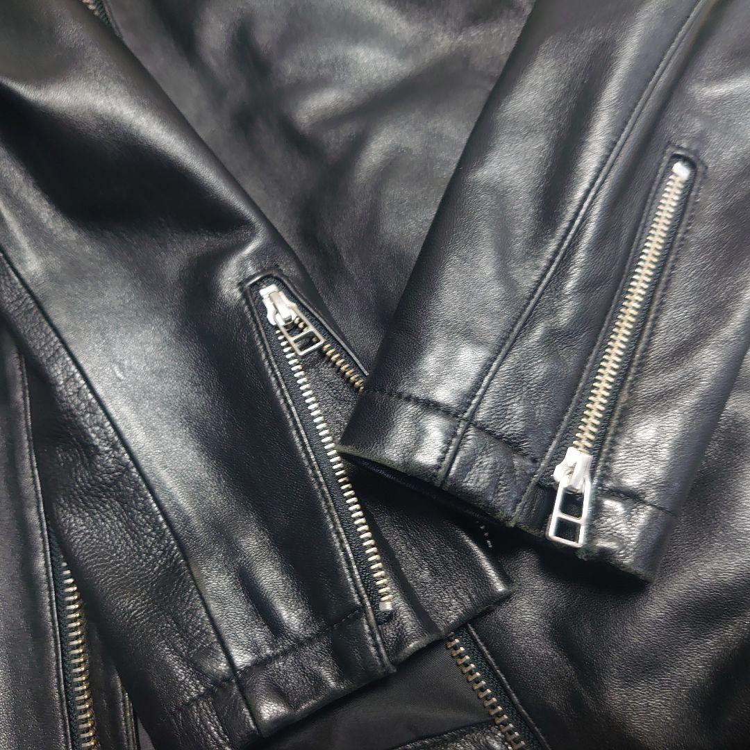 BEAMS☆シングルライダースジャケット レザージャケット ブラック