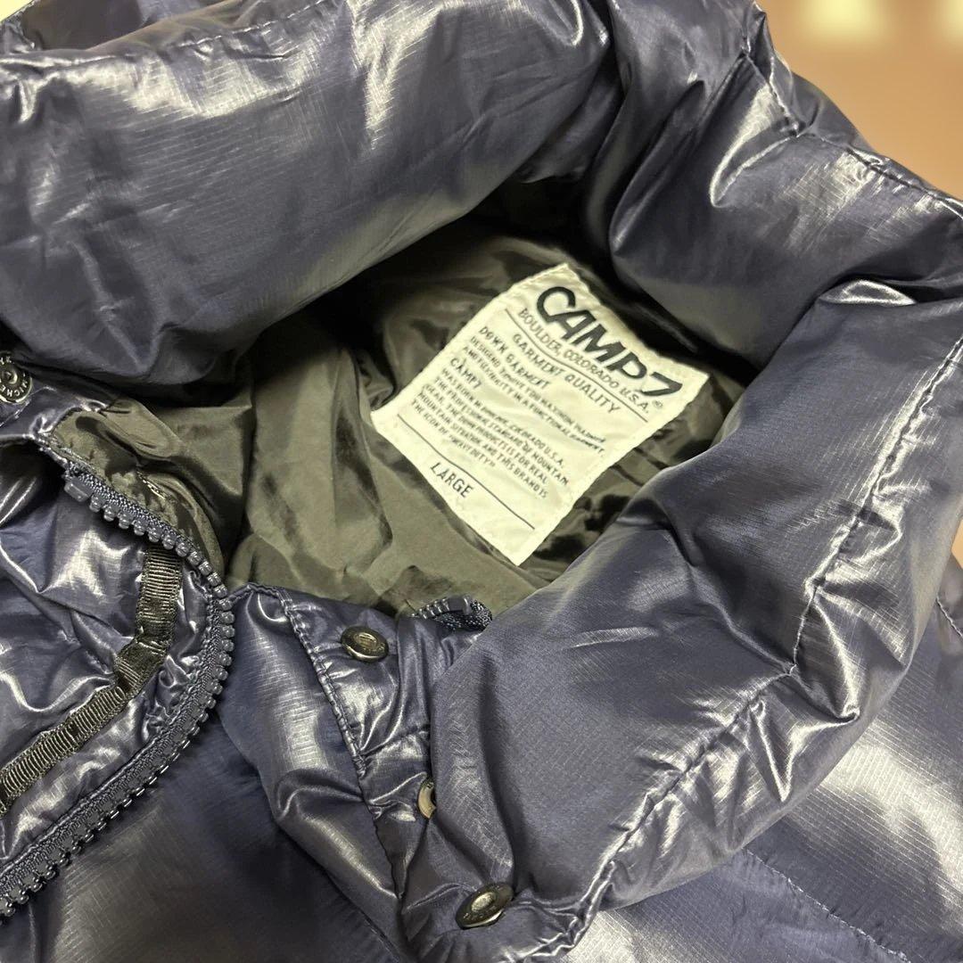 CAMP7 ネイビー ダウンベスト フード ファー Y2K ドローコード有り