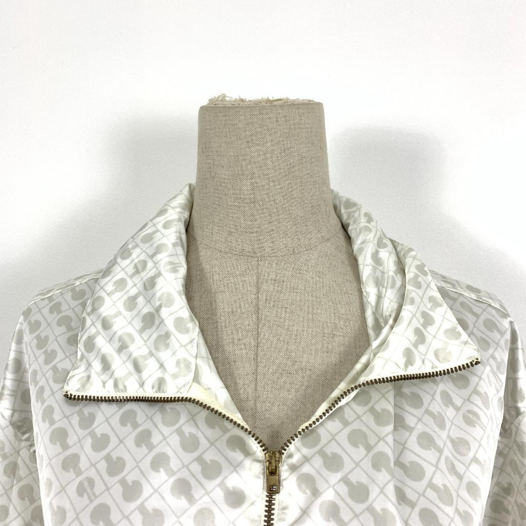 A5448 ゲラルディーニ レインコート ジャンパー 総柄 白 グレー 42