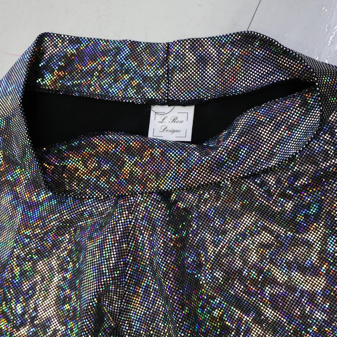 【ベリーダンス用衣装】シルバー×ブラック Rose Designs ラメ 黒