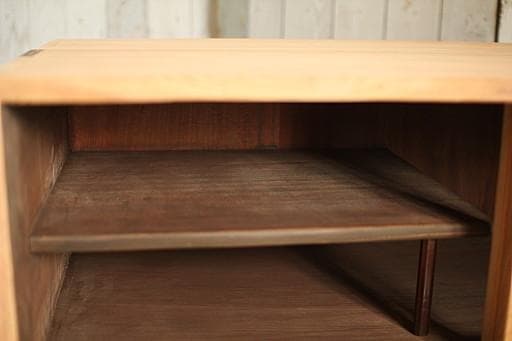 古いガラス戸棚×木製小引き出し3杯　食器棚　タンス　収納　古家具　古民家