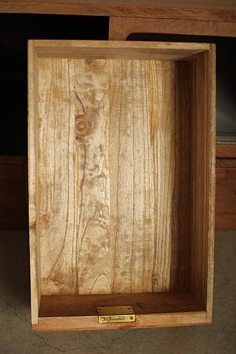 古いガラス戸棚×木製小引き出し3杯　食器棚　タンス　収納　古家具　古民家