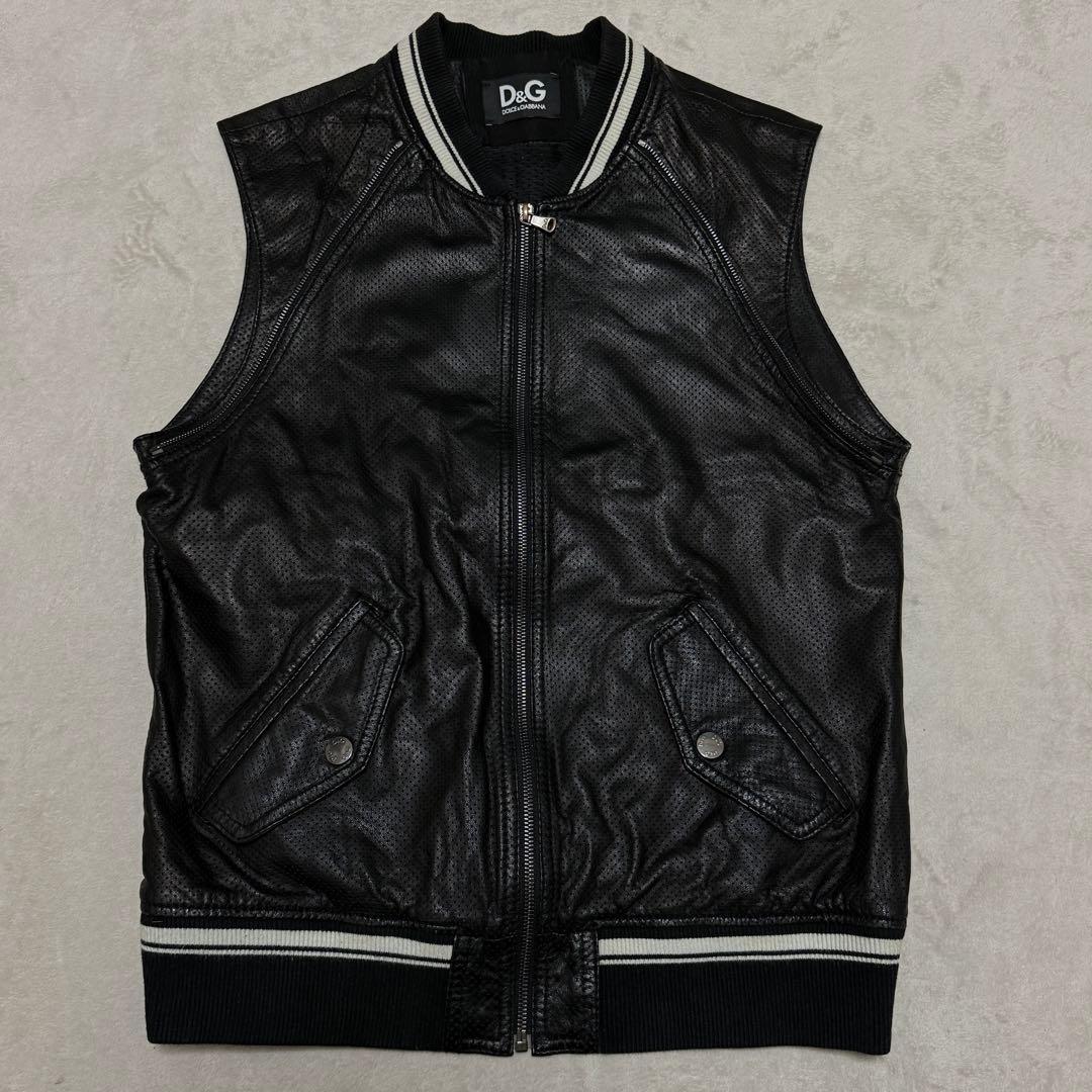 美品　ドルチェ&ガッバーナ　レザージャケット　2way ベスト　スタジャン