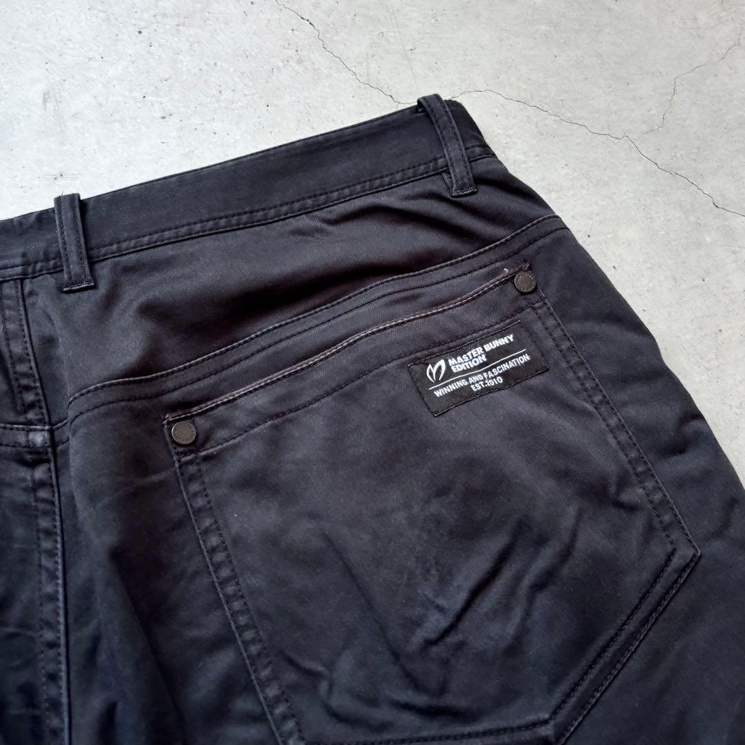 マスターバニーエディション ストレッチロングパンツ ロゴ メンズ5 黒 ゴルフ