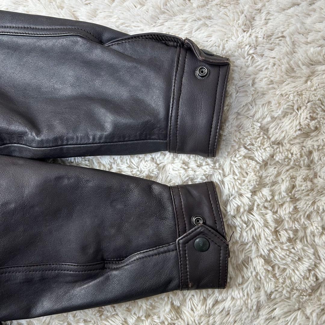 90s ヴィンテージ A-2 短丈 ラムレザー ボンバージャケット 濃茶 XL