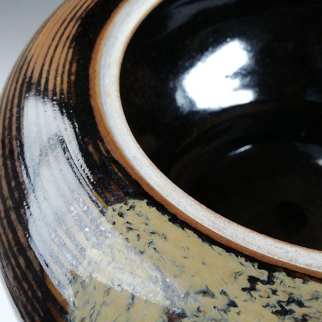 Ｔ６８０　水指　『膳所焼』『箪瓢水指』『淡海ぜぜ 陽炎園 造』　共箱　茶道具