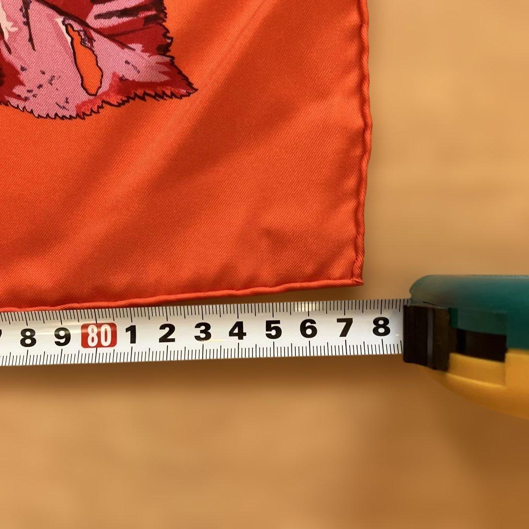 HERMES PAPIS オレンジ色の葉模様スカーフ　新品！