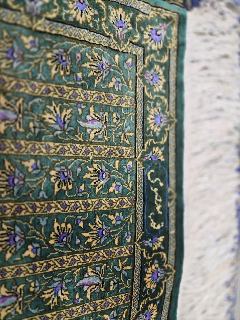 ペルシャ絨毯有名なマスミ工房ライナー綺麗ないる本物保証100×35cm