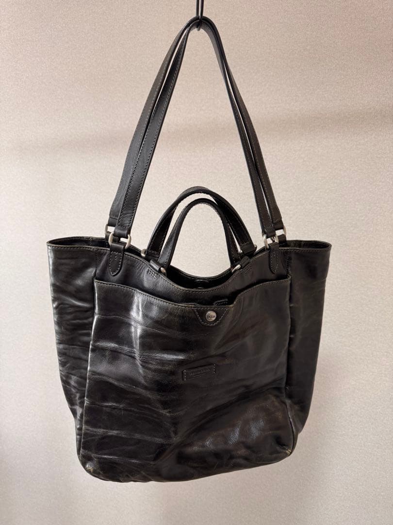 Daniel&Bob イタリア製 本革 レザートートバッグ 黒 肩掛け可