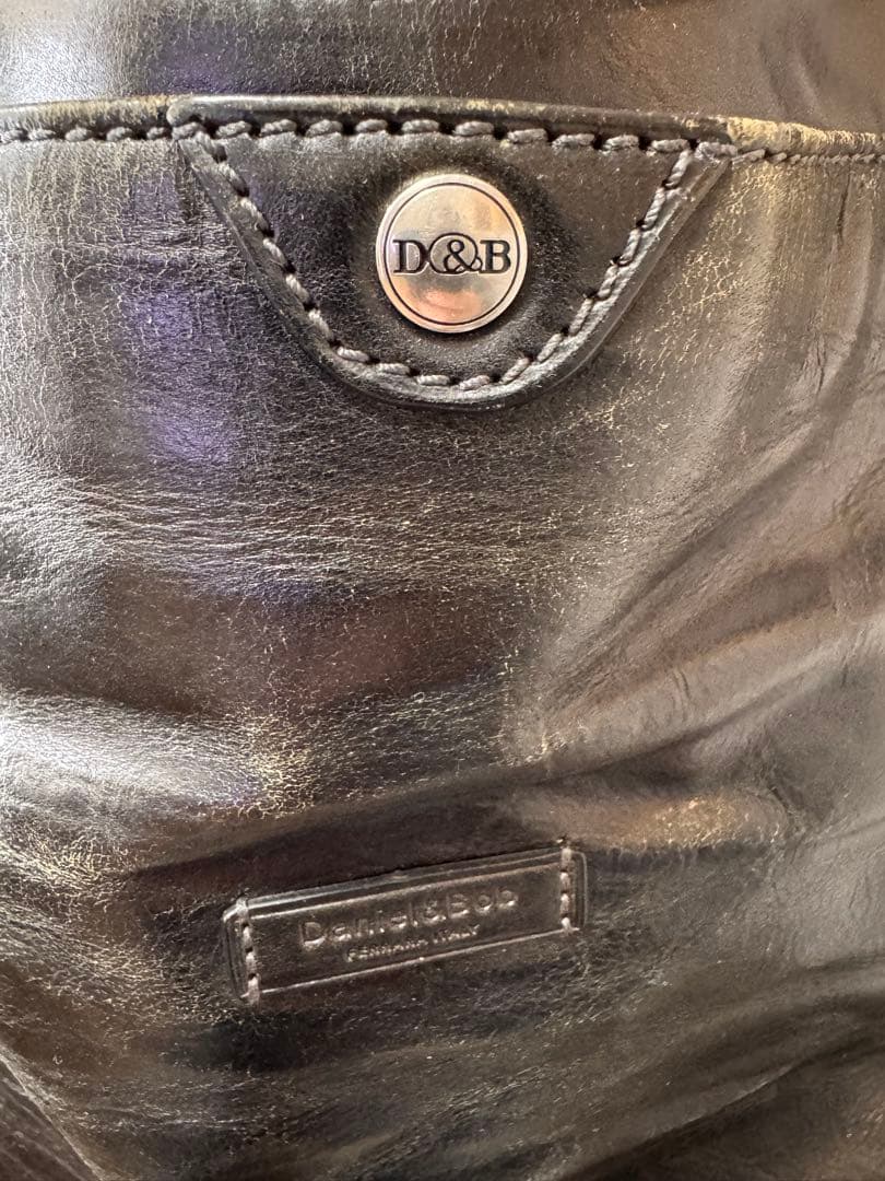 Daniel&Bob イタリア製 本革 レザートートバッグ 黒 肩掛け可