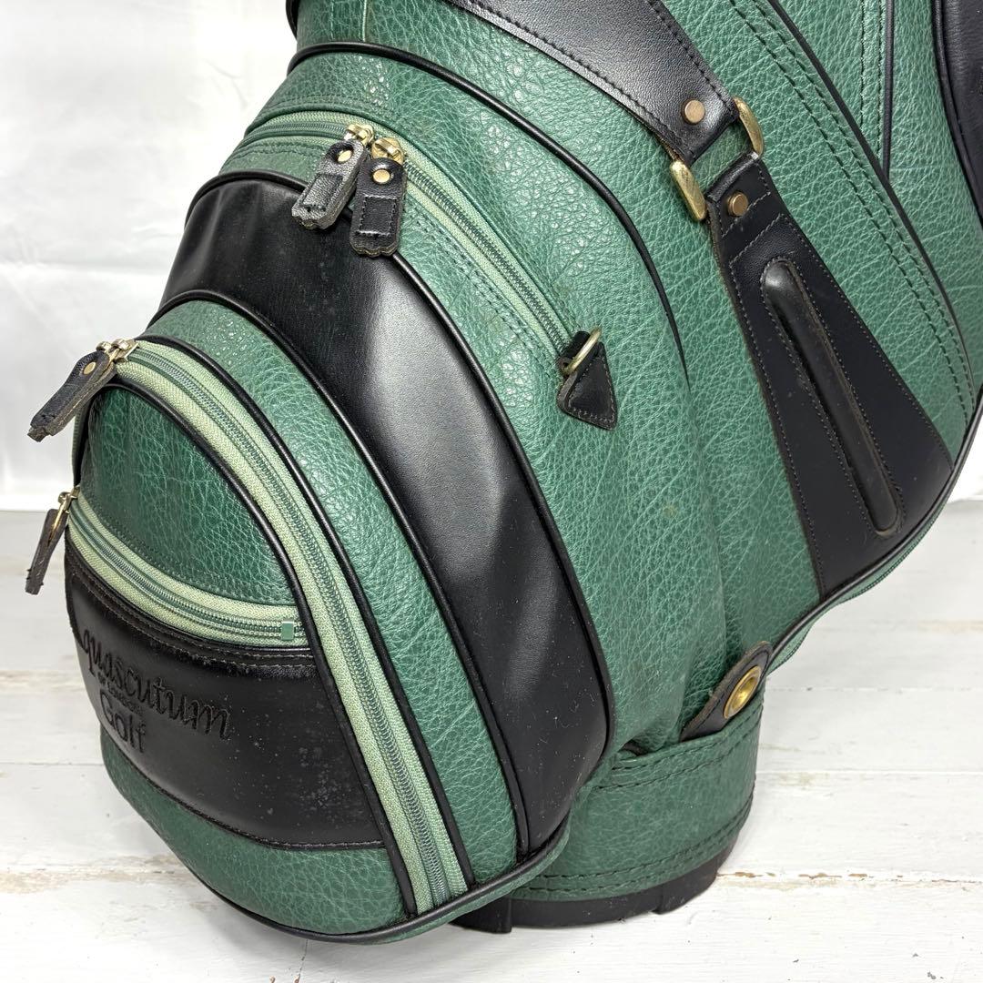 美品　アクアスキュータムAquascutum レザー調 緑 キャディーバッグ