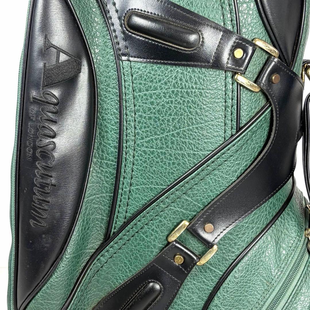 美品　アクアスキュータムAquascutum レザー調 緑 キャディーバッグ