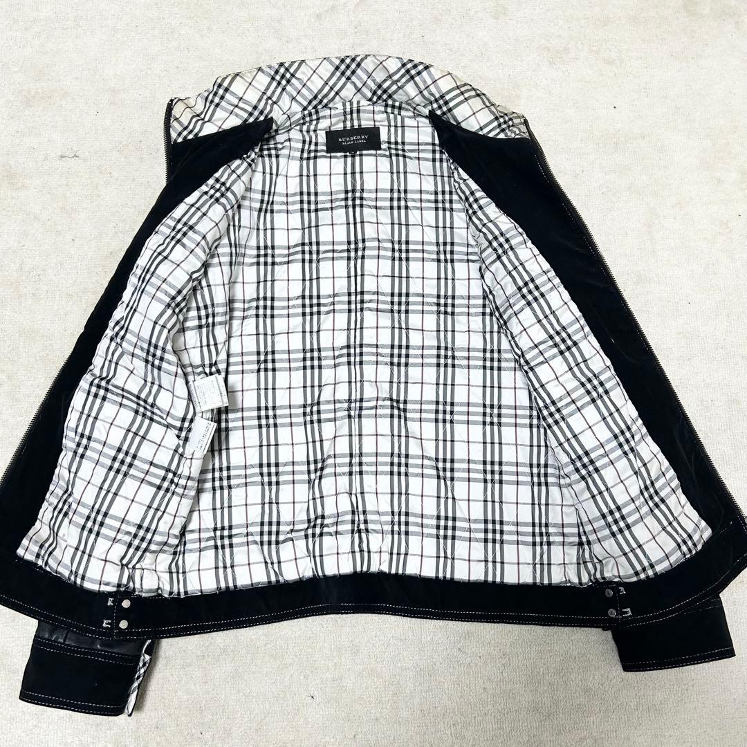 美品　バーバリーブラックレーベル　レザージャケット　ライダース　ノバチェック