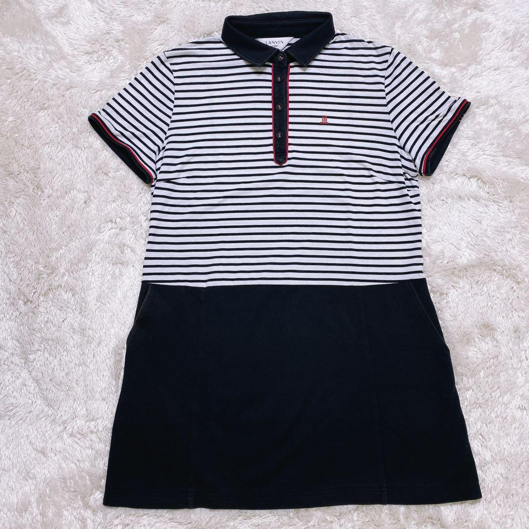 LANVIN SPORT 42 XL相当 ゴルフ ワンピース ボーダー 黒 白