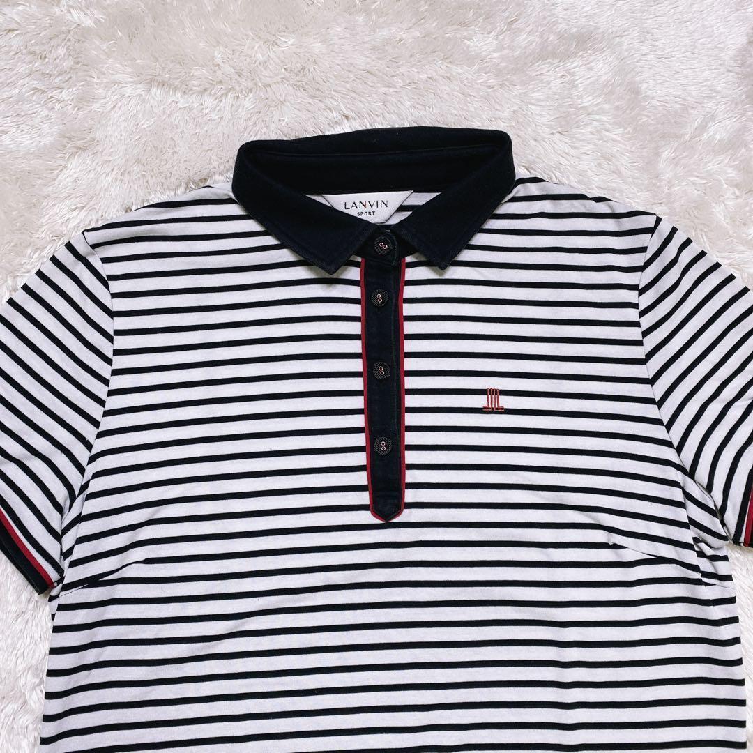 LANVIN SPORT 42 XL相当 ゴルフ ワンピース ボーダー 黒 白