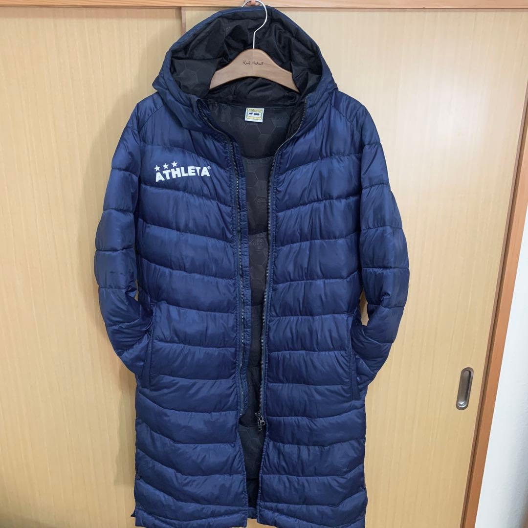 アスレタ ATHLETA ベンチコート 中綿コート 希少 Ssize /ネイビー