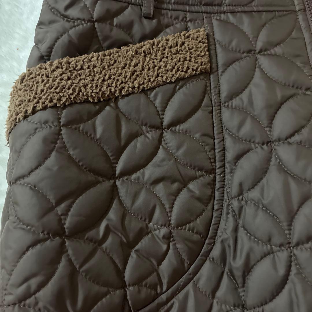 JUN&ROPE リバーシブル中綿ワンピース　ロングベストL ボア　キルティング