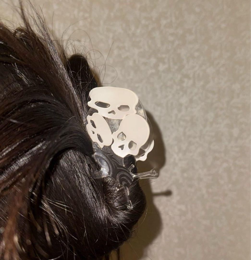 Y2Kスカルモチーフ ヘアクリップ 白 骷髅ヘアアクセサリー