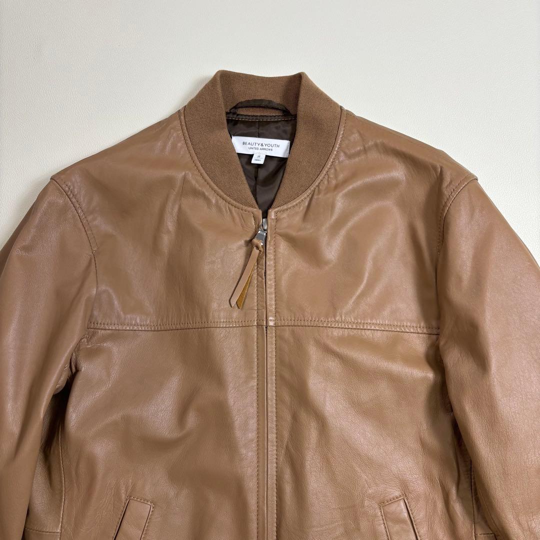 ビューティーアンドユース 羊革 レザーブルゾン キャメル ユナイテッドアローズ