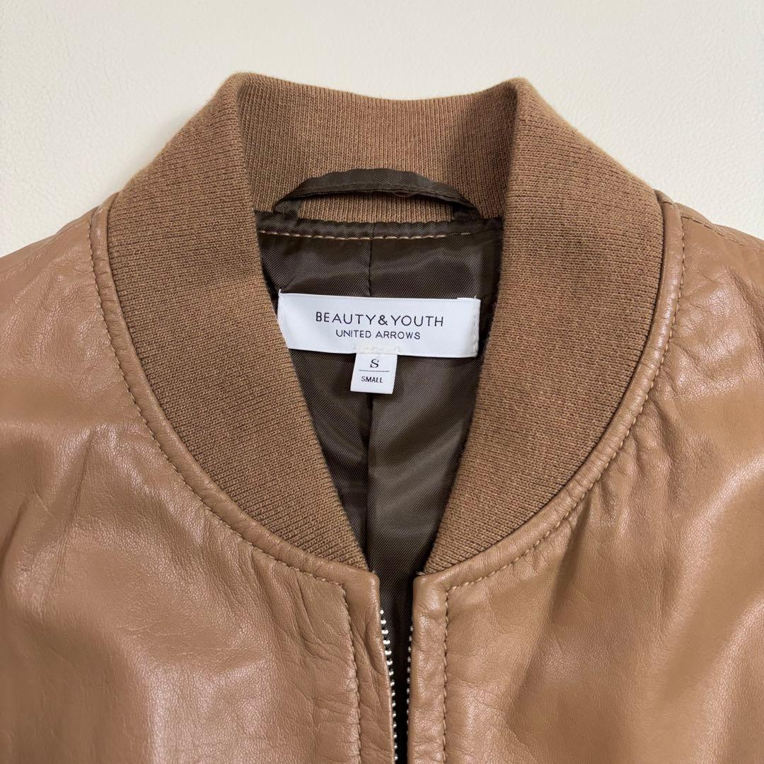 ビューティーアンドユース 羊革 レザーブルゾン キャメル ユナイテッドアローズ