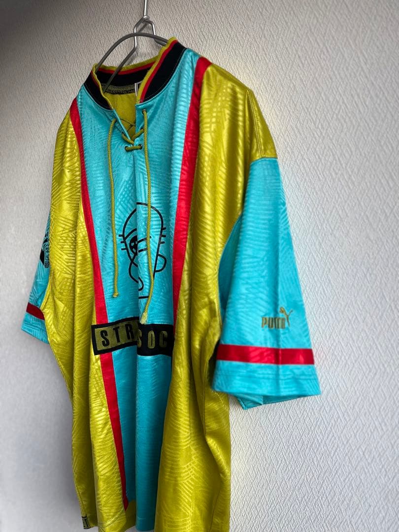 90s ヴィンテージ PUMA プーマ ゲームシャツ 万国旗 古着 アート