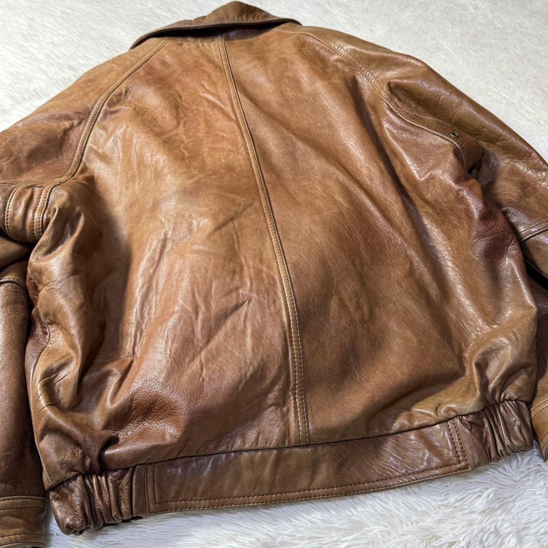 【90s】 A-2 フライトレザージャケット ブラウン L 短丈 羊革