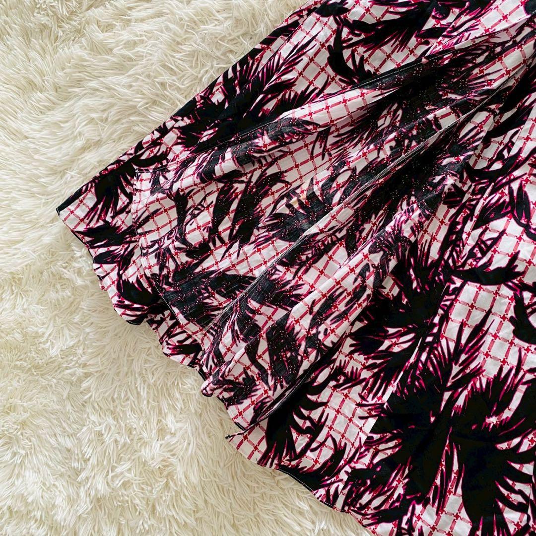 DVF●未使用/近年タグ付●パーム総柄 マキシ丈カシュクールコットンラップドレス