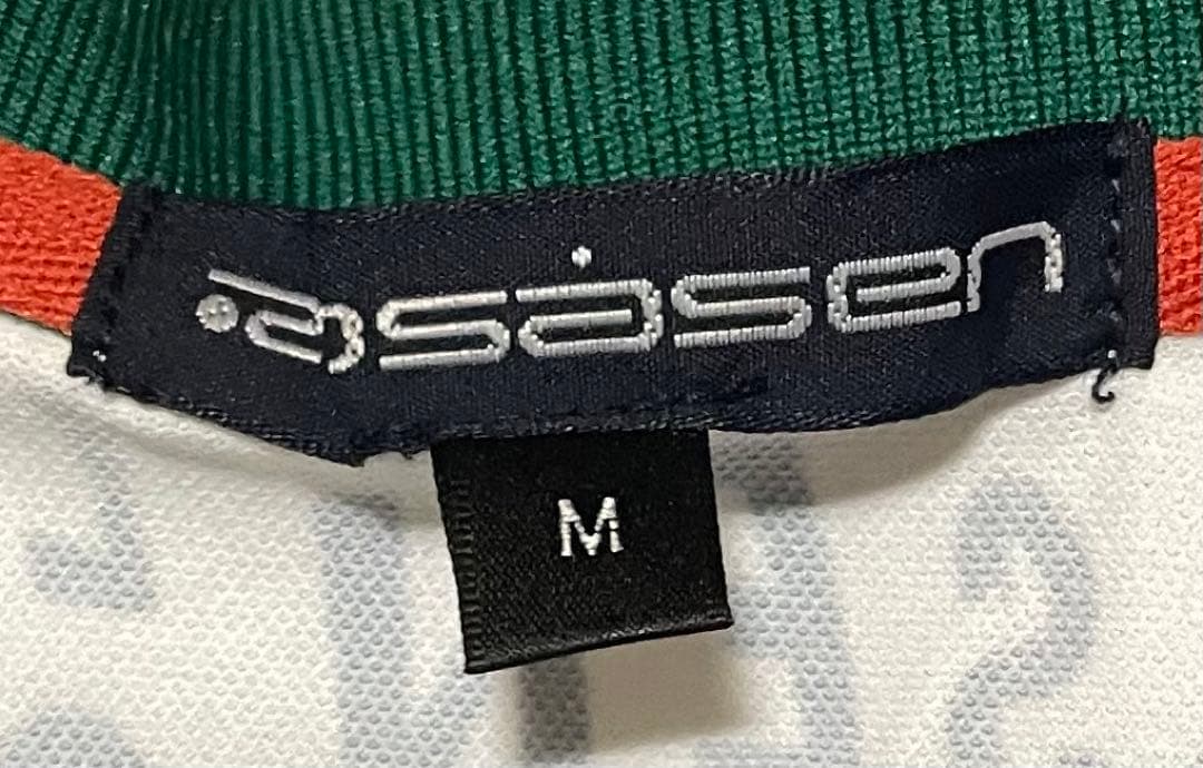 ゴルフ　ROSASEN ロゴプリントエコカノコ半袖ポロ 緑　白