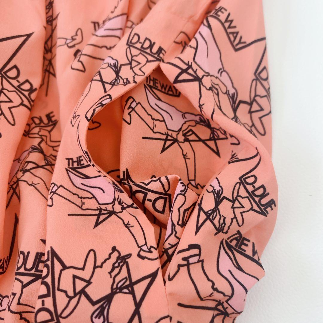 新品　D-due オレンジ　総柄　オオカミ　ワンピース　デドゥエ　アッシュペー