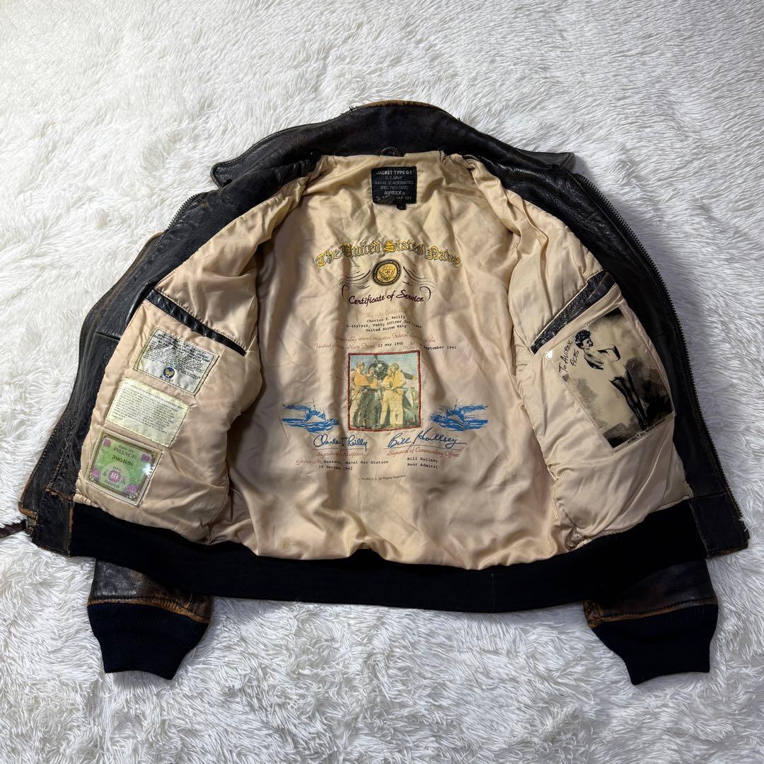 【極上エイジング】胸タグ AVIREX G-1 ピンナップガール 雰囲気◎ S