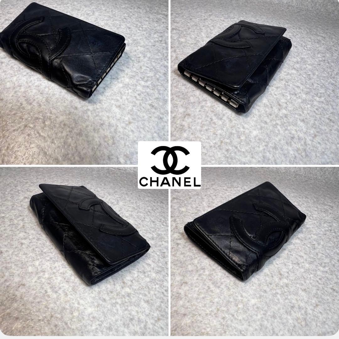 CHANEL ブラック カンボンライン4連キーケース