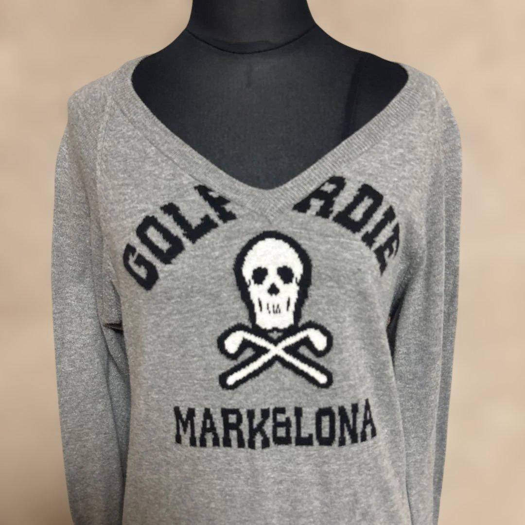 マークアンドロナ ニット グレー スカル ゴルフウェア レディース