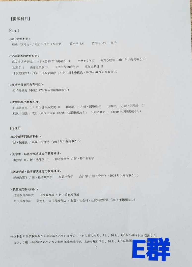 【G7】慶応通信科目試験　過去問　A～F群セット2006～2023年　15年分